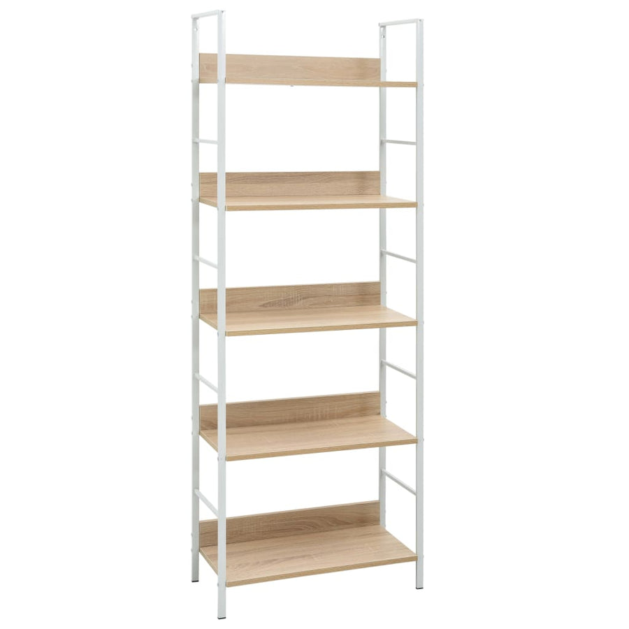 Boekenkast 5 Schappen 60X27,6X58,5 Cm Bewerkt Hout Kleur 60 x 27.6 x 158.5 cm Eiken en wit