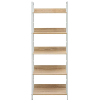 Boekenkast 5 Schappen 60X27,6X58,5 Cm Bewerkt Hout Kleur 60 x 27.6 x 158.5 cm Eiken en wit