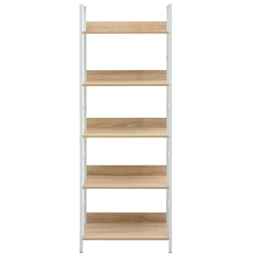 Boekenkast 5 Schappen 60X27,6X58,5 Cm Bewerkt Hout Kleur 60 x 27.6 x 158.5 cm Eiken en wit