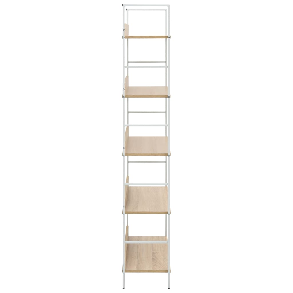 Boekenkast 5 Schappen 60X27,6X58,5 Cm Bewerkt Hout Kleur 60 x 27.6 x 158.5 cm Eiken en wit