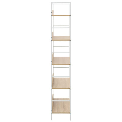 Boekenkast 5 Schappen 60X27,6X58,5 Cm Bewerkt Hout Kleur 60 x 27.6 x 158.5 cm Eiken en wit