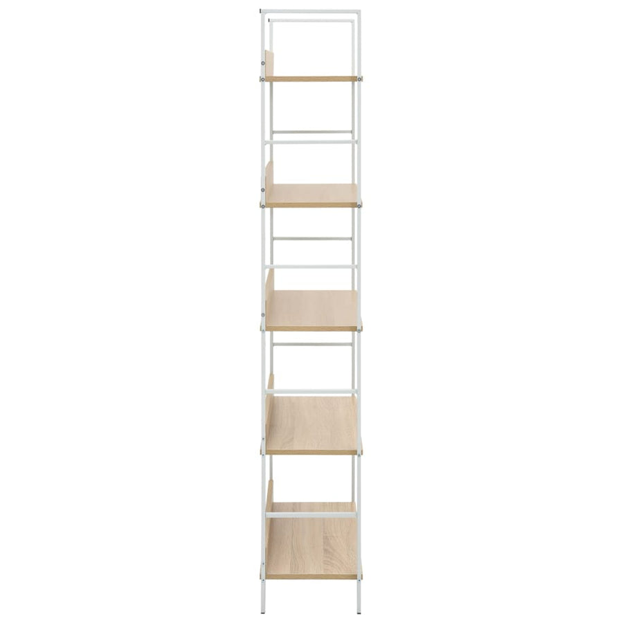Boekenkast 5 Schappen 60X27,6X58,5 Cm Bewerkt Hout Kleur 60 x 27.6 x 158.5 cm Eiken en wit