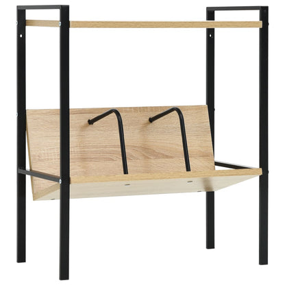 Boekenkast 2 Schappen 52X28X59 Cm Bewerkt Hout Zwart en eiken