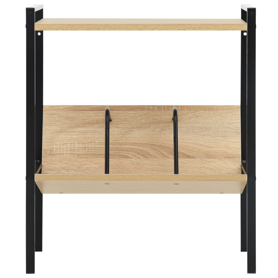 Boekenkast 2 Schappen 52X28X59 Cm Bewerkt Hout Zwart en eiken