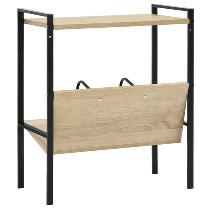 Boekenkast 2 Schappen 52X28X59 Cm Bewerkt Hout Zwart en eiken