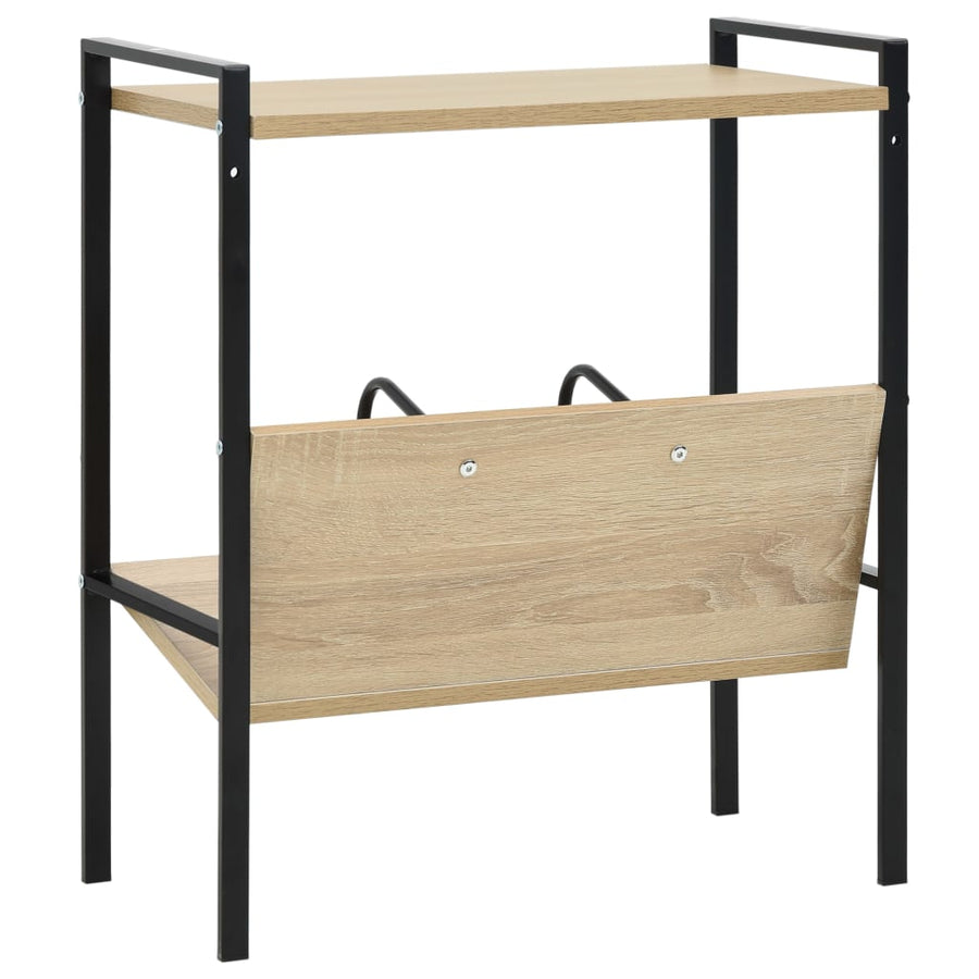 Boekenkast 2 Schappen 52X28X59 Cm Bewerkt Hout Zwart en eiken