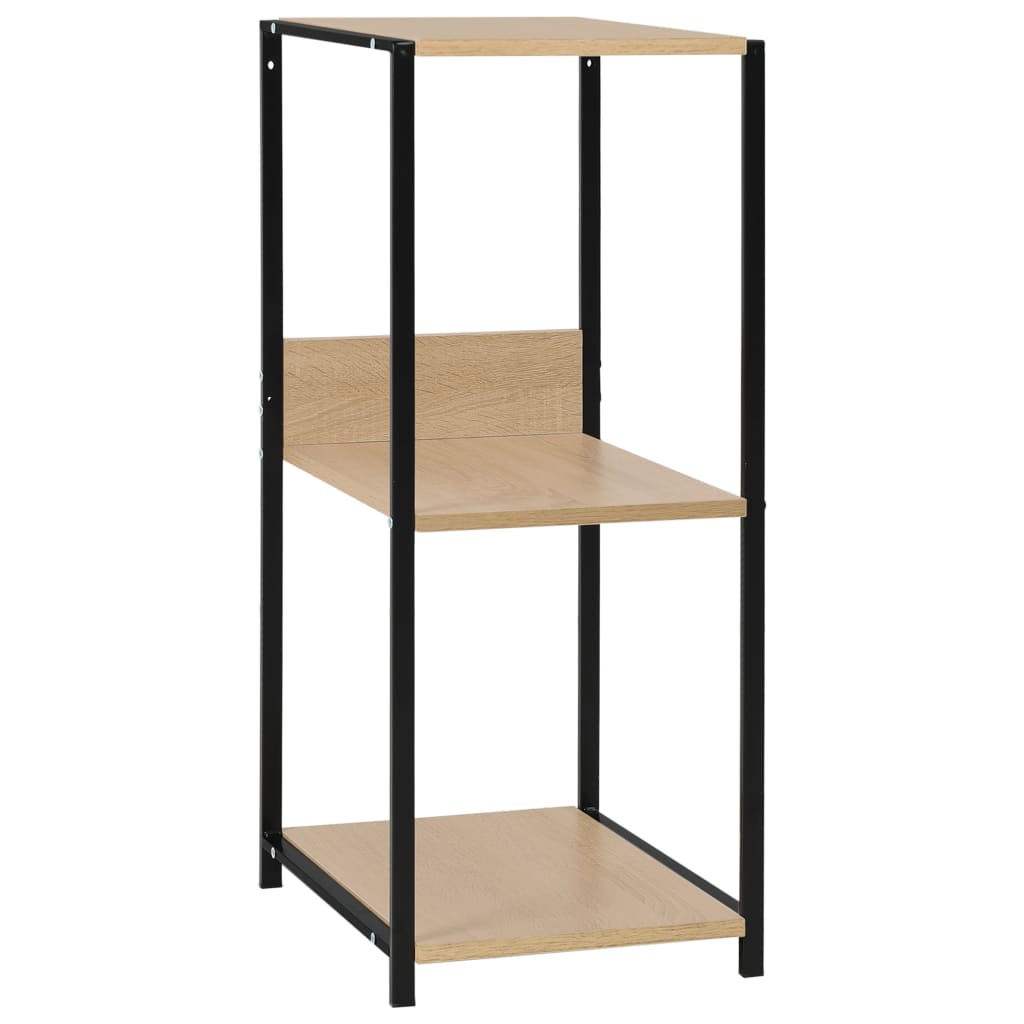 Boekenkast 33,5X39,6X79,7 Cm Bewerkt Hout Kleurig Zwart en eiken