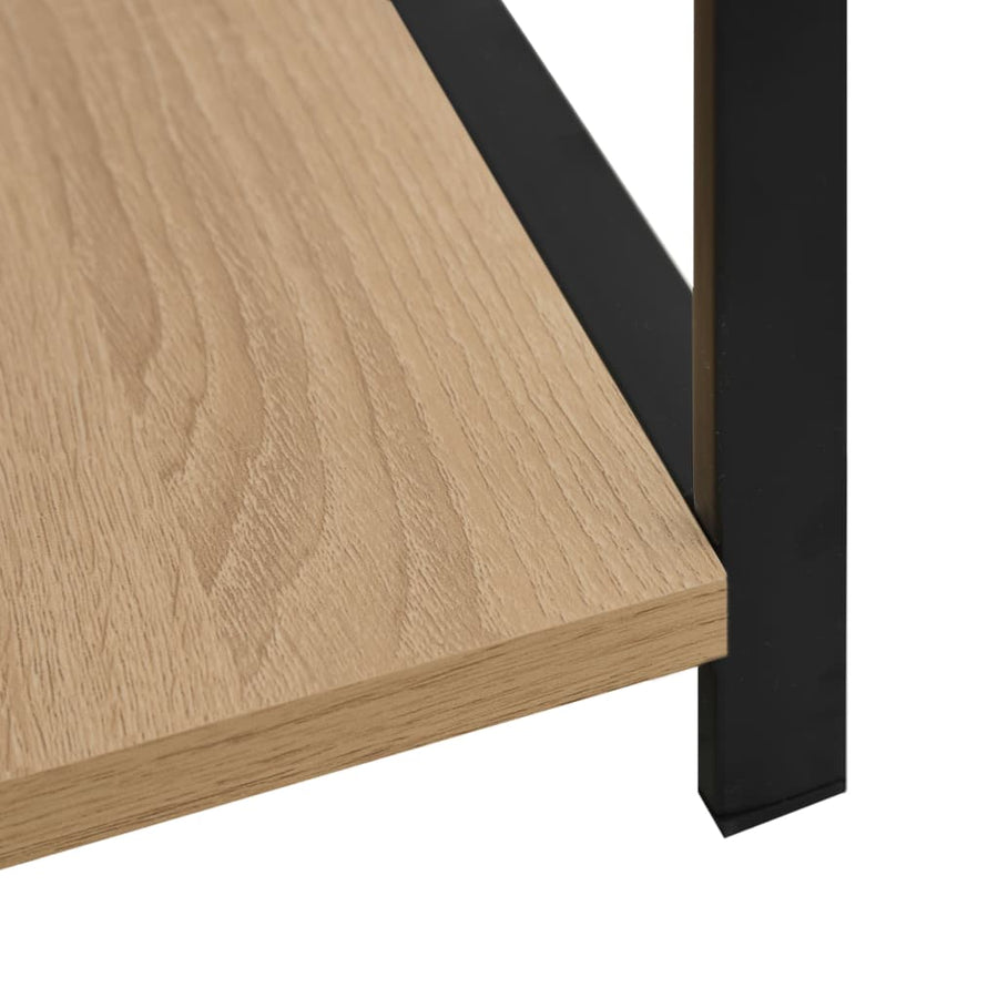 Boekenkast 33,5X39,6X79,7 Cm Bewerkt Hout Kleurig Zwart en eiken