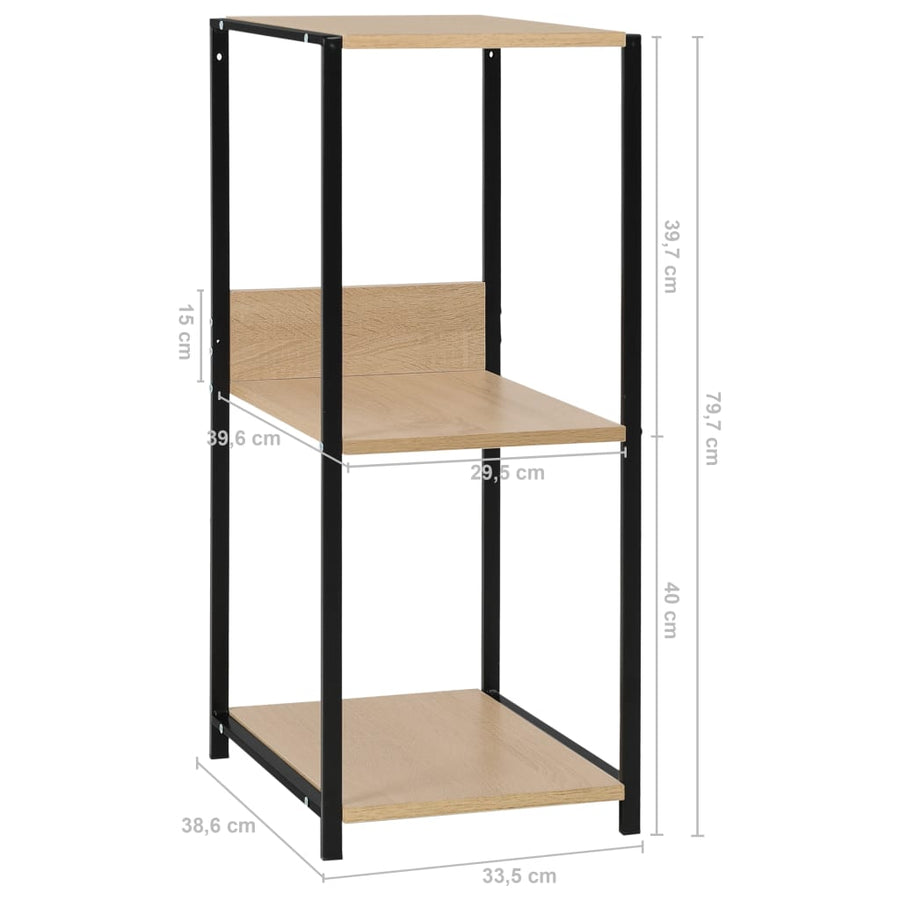 Boekenkast 33,5X39,6X79,7 Cm Bewerkt Hout Kleurig Zwart en eiken