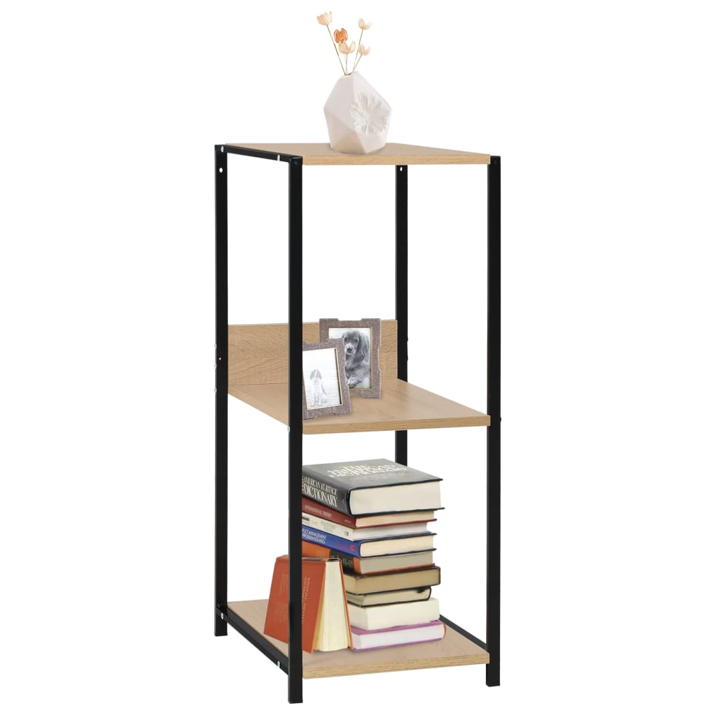 Boekenkast 33,5X39,6X79,7 Cm Bewerkt Hout Kleurig Zwart en eiken