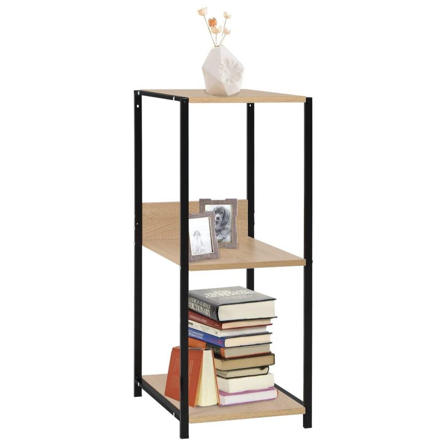 Boekenkast 33,5X39,6X79,7 Cm Bewerkt Hout Kleurig Zwart en eiken