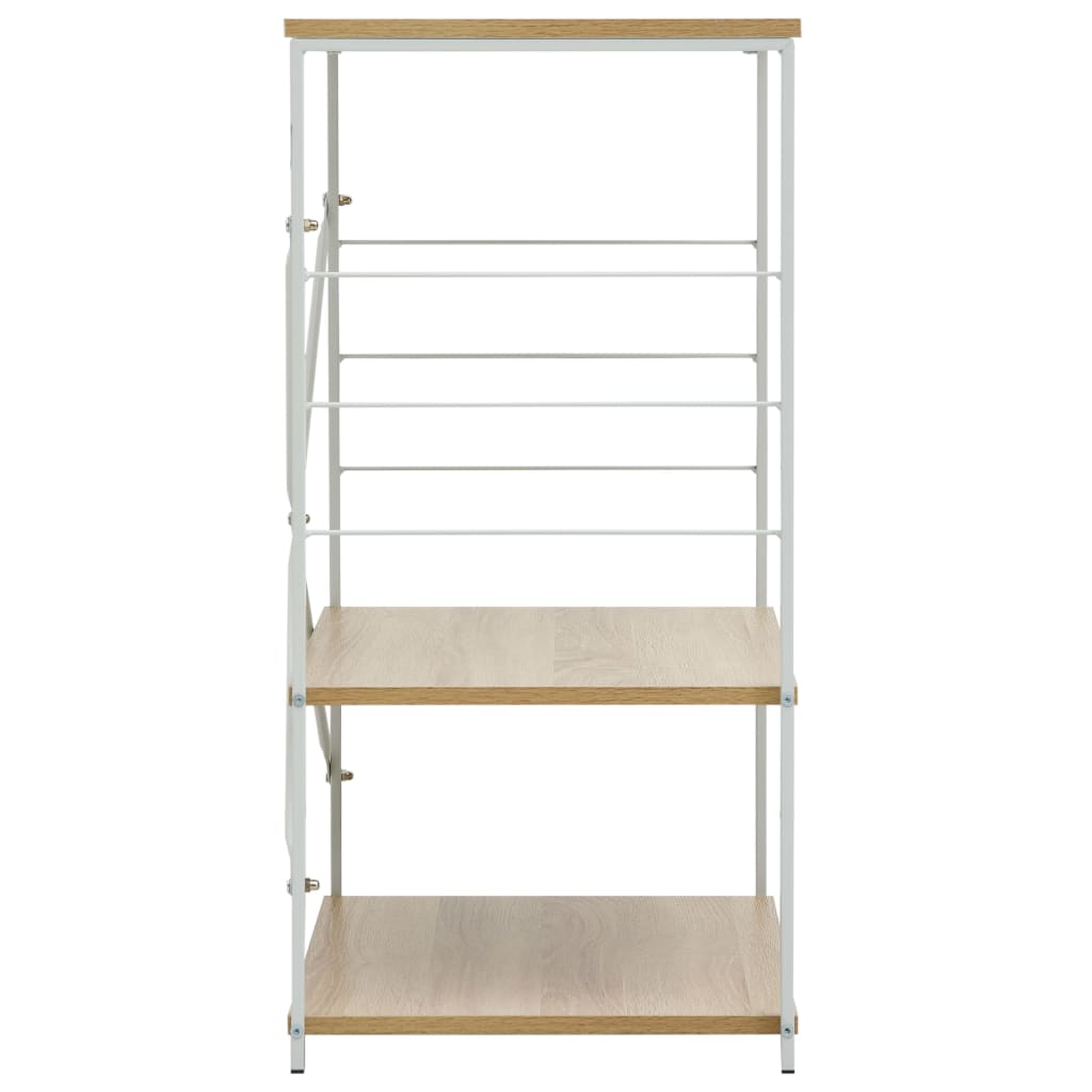 Magnetronkast 60X39,6X79,5 Cm Bewerkt Hout Kleurig Wit en eiken