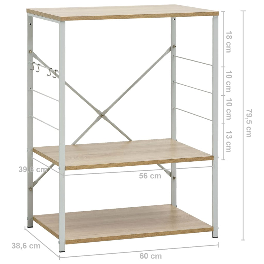 Magnetronkast 60X39,6X79,5 Cm Bewerkt Hout Kleurig Wit en eiken