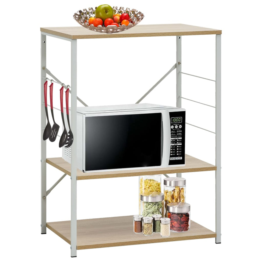 Magnetronkast 60X39,6X79,5 Cm Bewerkt Hout Kleurig Wit en eiken