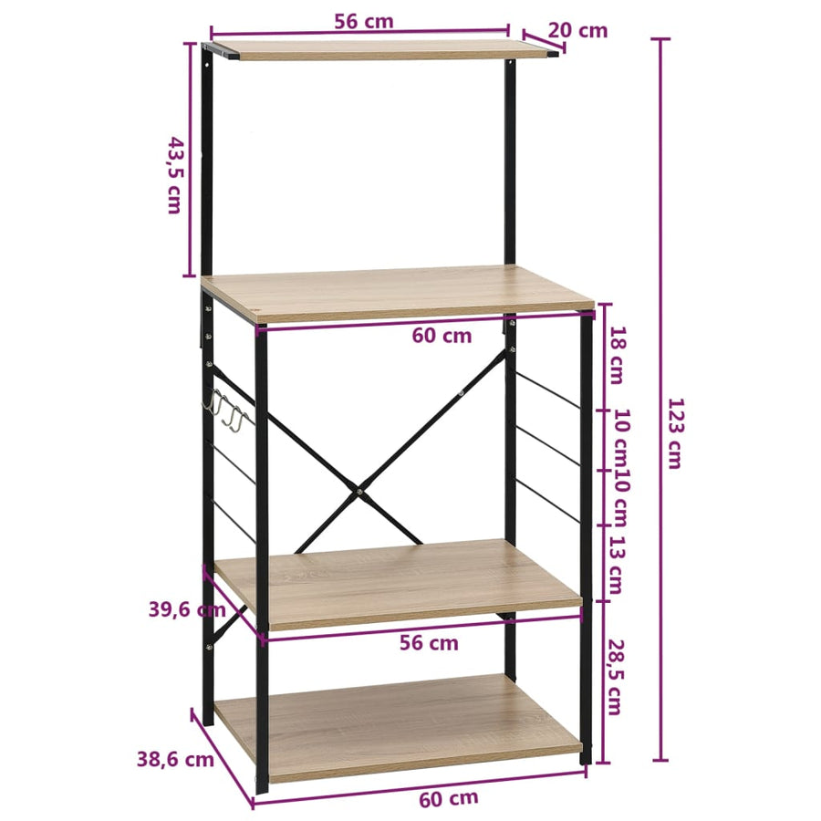 Magnetronkast 60X39,6X123 Cm Bewerkt Hout Kleurig Zwart en eiken