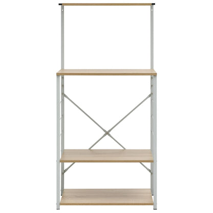 Magnetronkast 60x39,6x123 cm bewerkt hout wit en eikenkleurig