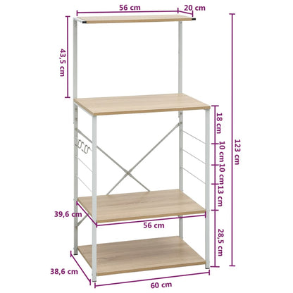 Magnetronkast 60x39,6x123 cm bewerkt hout wit en eikenkleurig