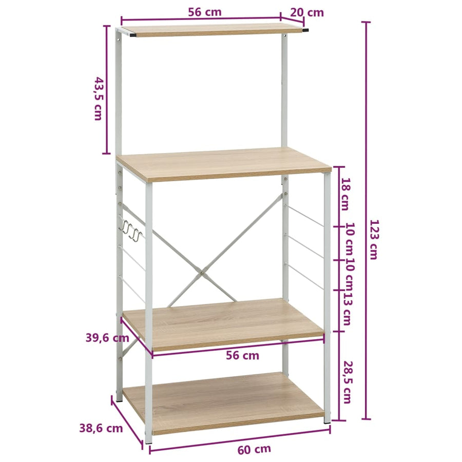Magnetronkast 60x39,6x123 cm bewerkt hout wit en eikenkleurig