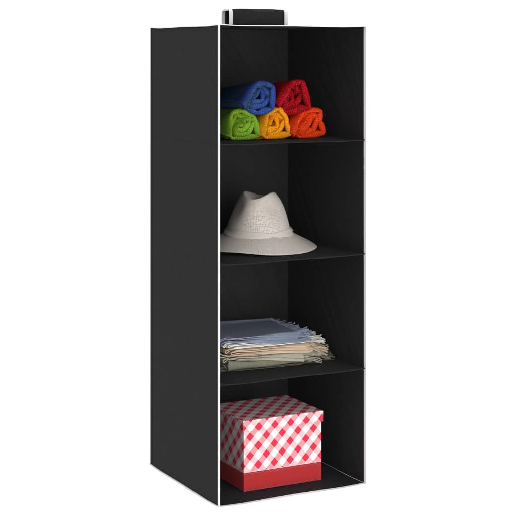 Kledingorganisers Hangend Met 4 Schappen Stof Zwart 30 x 30 x 84 cm