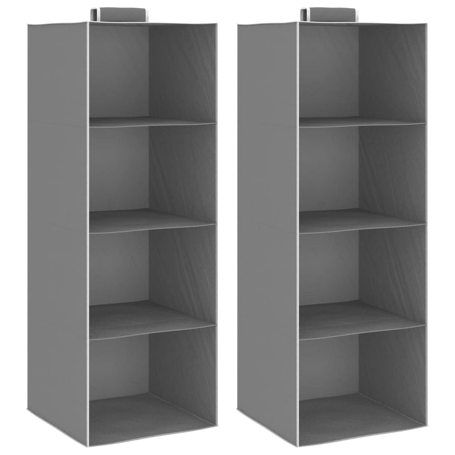 Kledingorganisers hangend 2 st met 4 schappen stof 30 x 30 x 84 cm