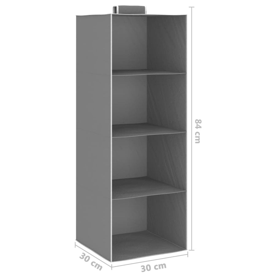 Kledingorganisers hangend 2 st met 4 schappen stof 30 x 30 x 84 cm