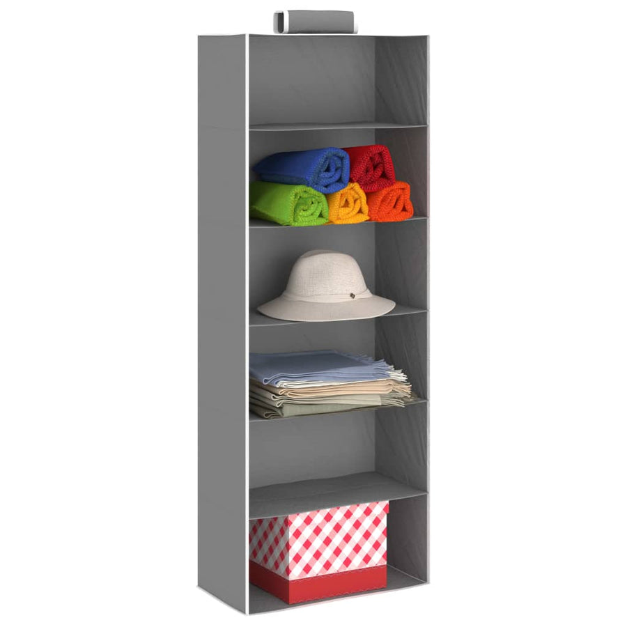 Kledingorganisers hangend 2 st met 6 schappen stof 30 x 15 x 80 cm