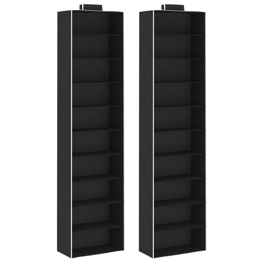 Kledingorganisers hangend 2 st met 10 schappen stof 30 x 15 x 120 cm