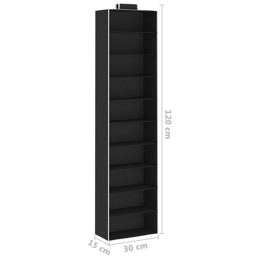 Kledingorganisers hangend 2 st met 10 schappen stof 30 x 15 x 120 cm