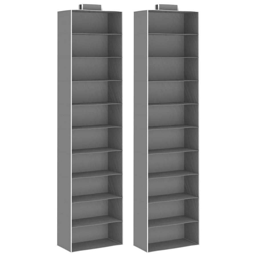 Kledingorganisers hangend 2 st met 10 schappen stof 30 x 15 x 120 cm