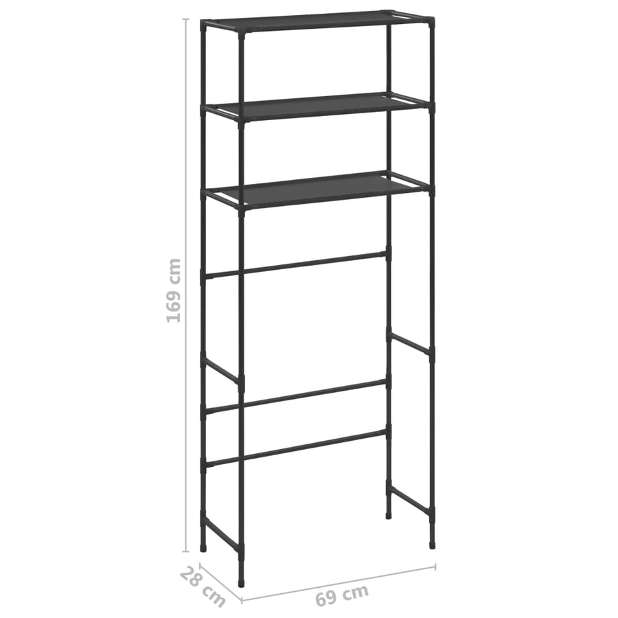 Opbergrek voor boven wasmachine 3-laags 69x28x169 cm zwart