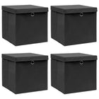 Opbergbox 4 st 32x32x32 cm stof zwart