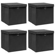 Opbergbox 4 st 32x32x32 cm stof zwart