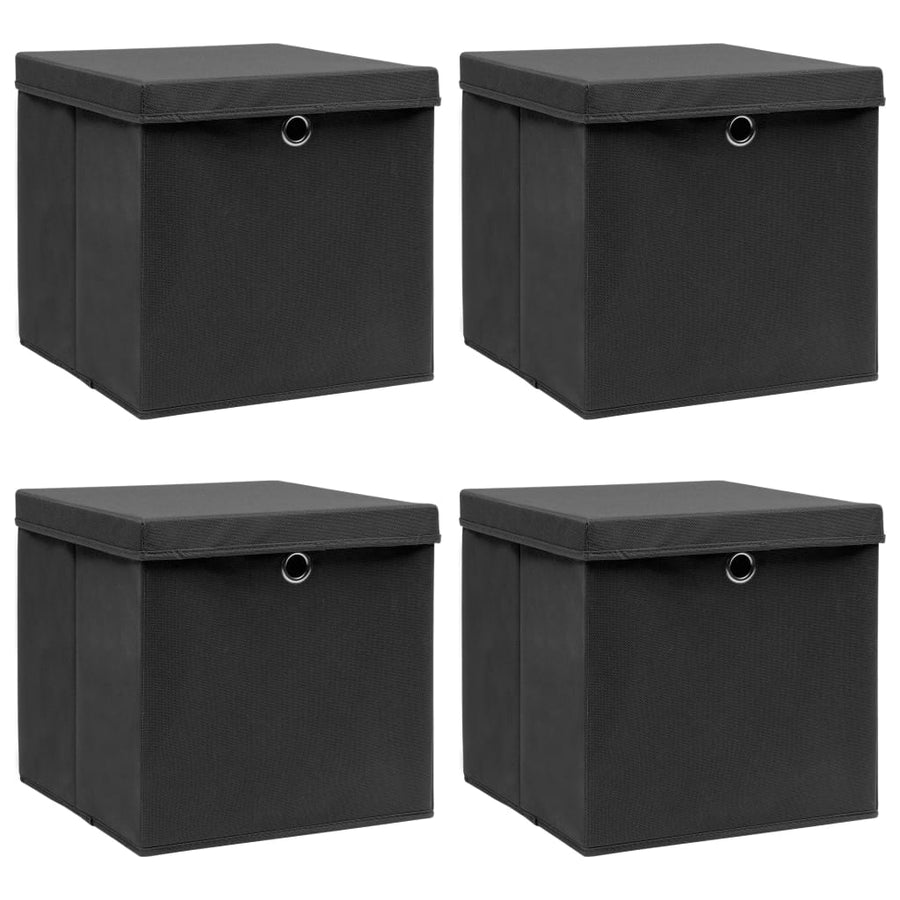 Opbergboxen Met Deksel 32X32X32 Cm Stof Zwart 4 Zwart met deksels
