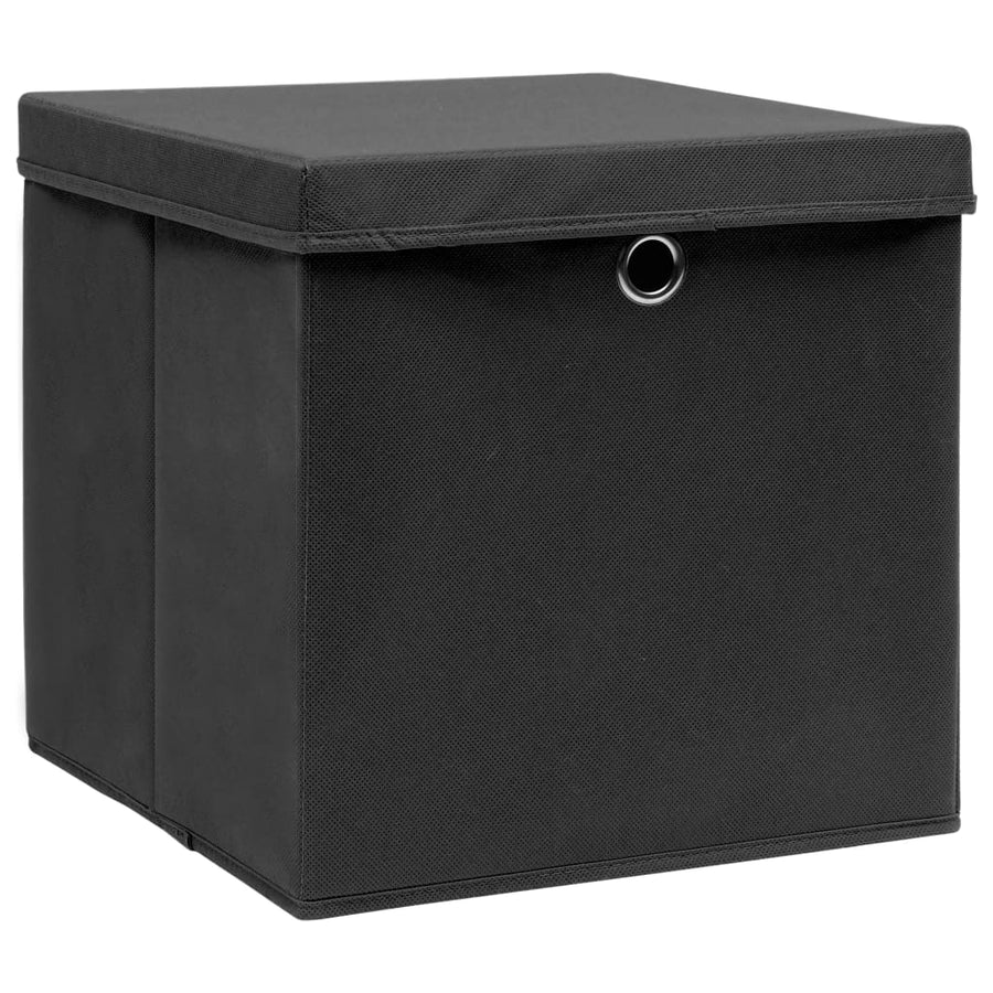 Opbergboxen Met Deksel 32X32X32 Cm Stof Zwart 4 Zwart met deksels