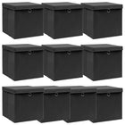 Opbergbox 10 st 32x32x32 cm stof zwart
