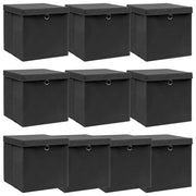 Opbergbox 10 st 32x32x32 cm stof zwart