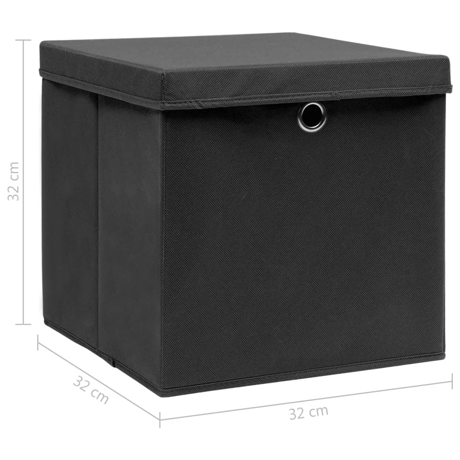 Opbergboxen Met Deksel 32X32X32 Cm Stof Zwart 10 Zwart met deksels