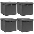 Opbergbox 4 stuks 32x32x32 cm stof grijs