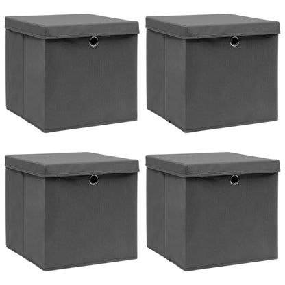 Opbergboxen Met Deksel 32X32X32 Cm Stof Grijs 4 Grijs met deksels