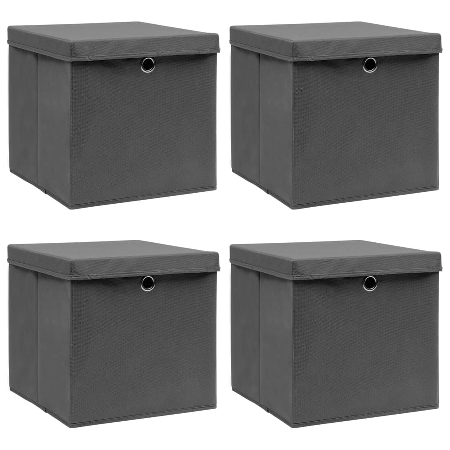 Opbergboxen Met Deksel 32X32X32 Cm Stof Grijs 4 Grijs met deksels