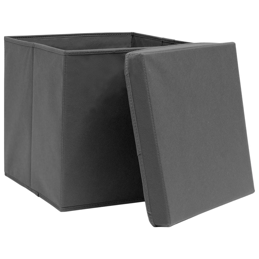 Opbergboxen Met Deksel 32X32X32 Cm Stof Grijs 4 Grijs met deksels