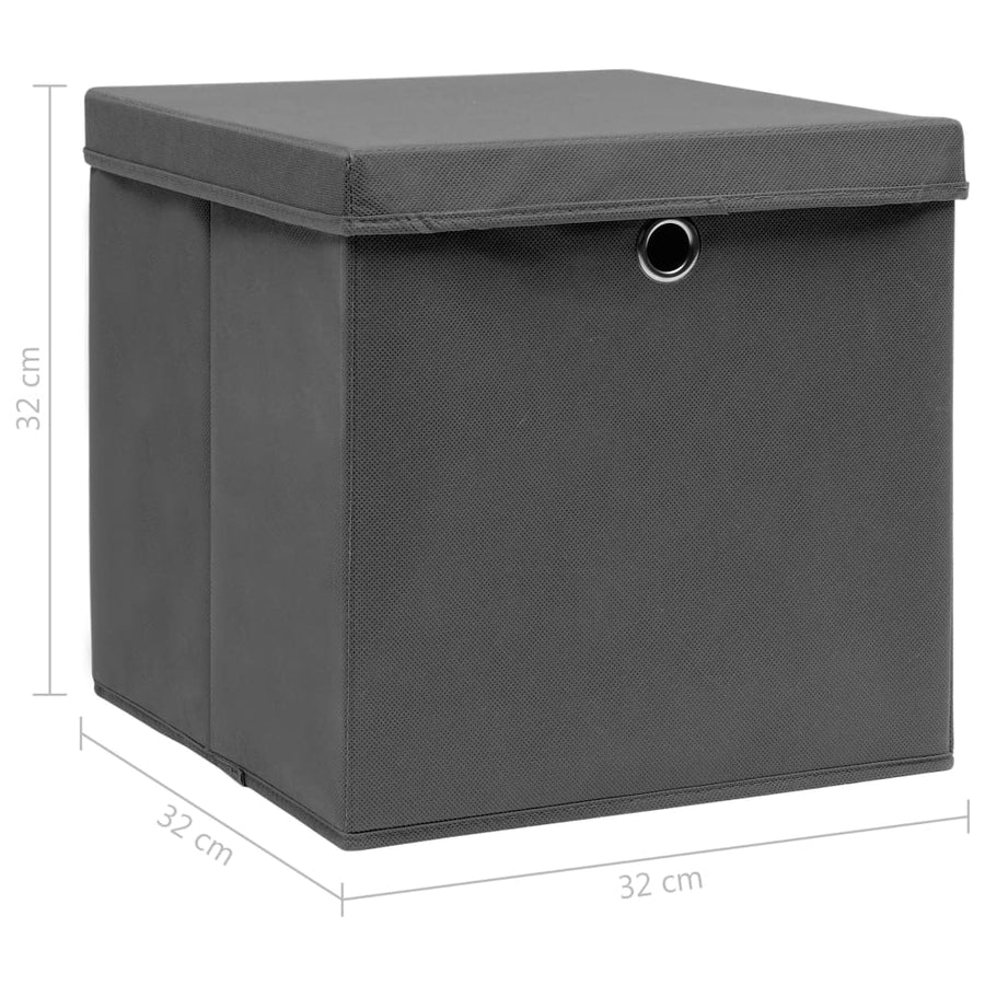 Opbergboxen Met Deksel 32X32X32 Cm Stof Grijs 4 Grijs met deksels