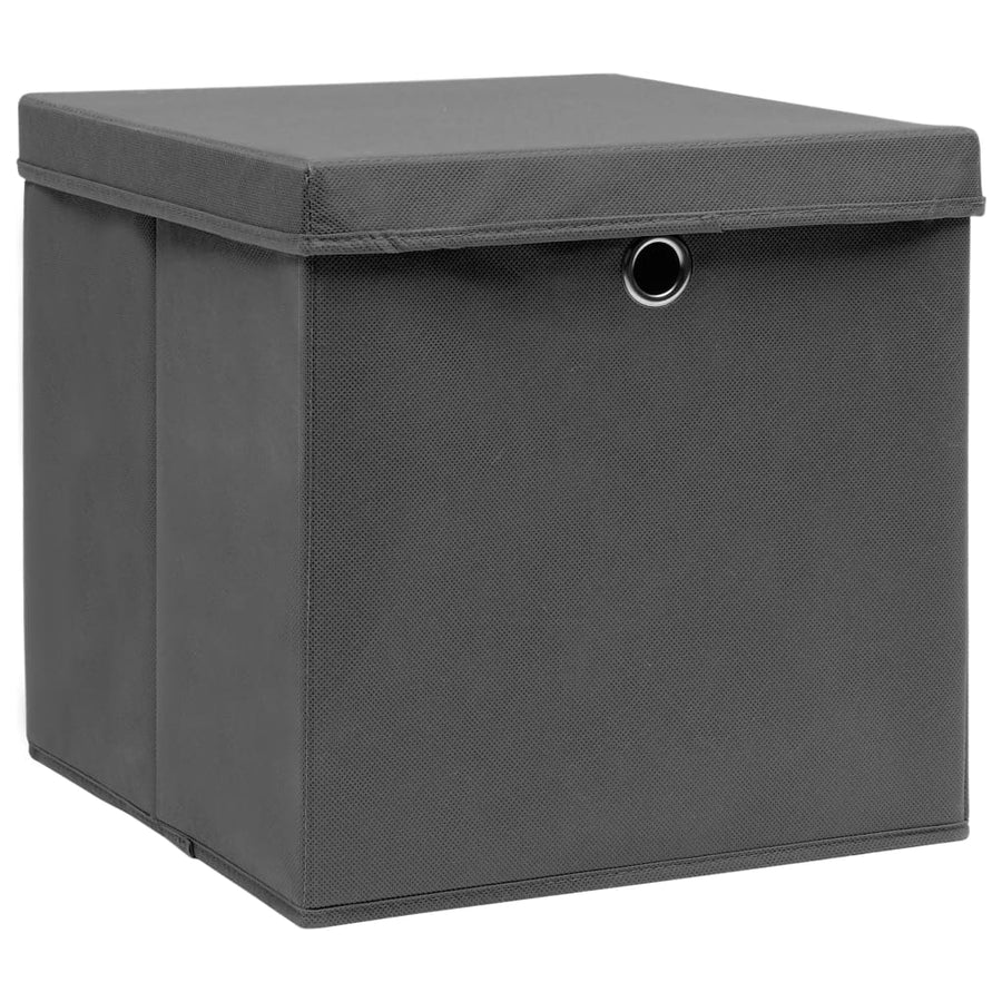 Opbergboxen Met Deksel 32X32X32 Cm Stof Grijs 10 Grijs met deksels