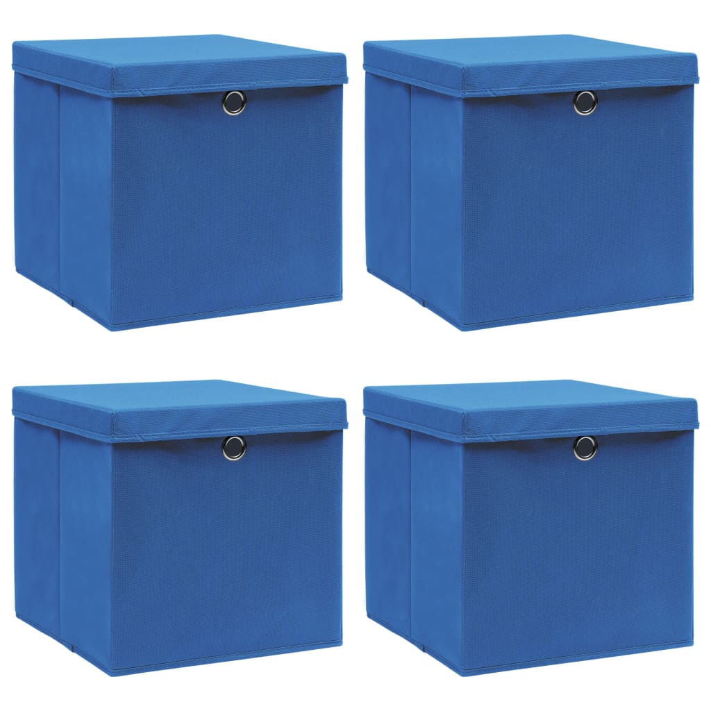 Opbergboxen Met Deksel 32X32X32 Cm Stof Blauw Blauw Met Deksels 1 4