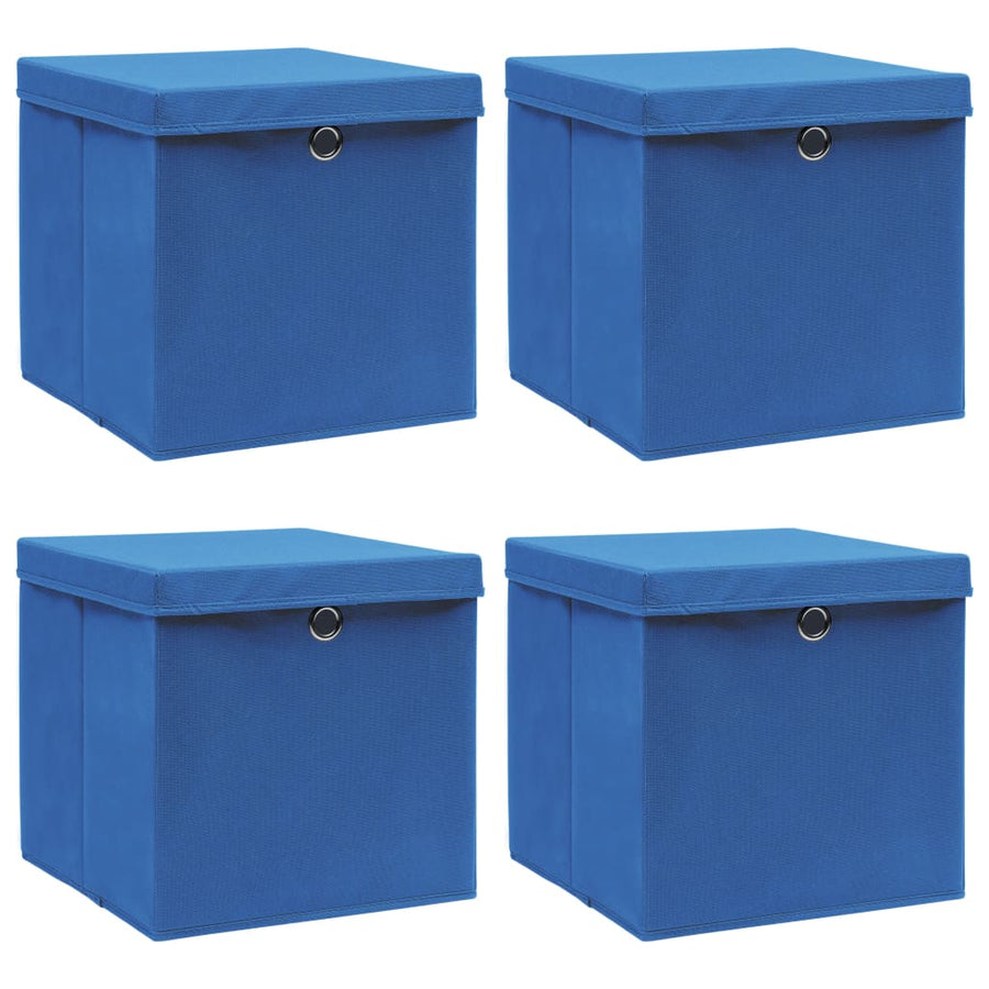 Opbergboxen Met Deksel 32X32X32 Cm Stof Blauw Blauw Met Deksels 1 4