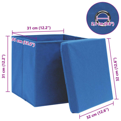 Opbergboxen Met Deksel 32X32X32 Cm Stof Blauw Blauw Met Deksels 1 4