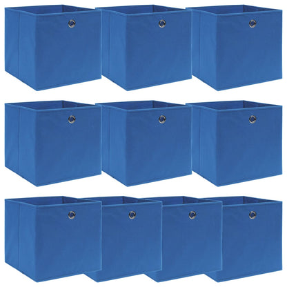 Opbergboxen 10 St 32X32X32 Cm Stof Blauw Blauw zonder deksels