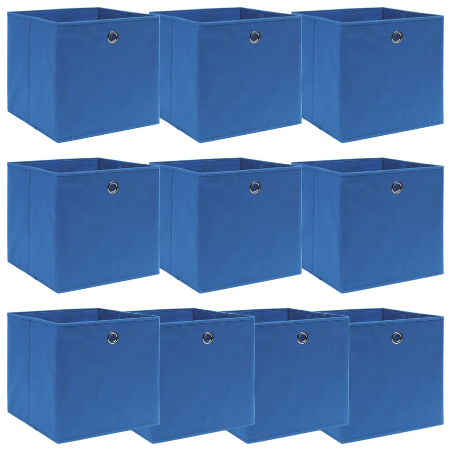 Opbergboxen 10 St 32X32X32 Cm Stof Blauw Blauw zonder deksels