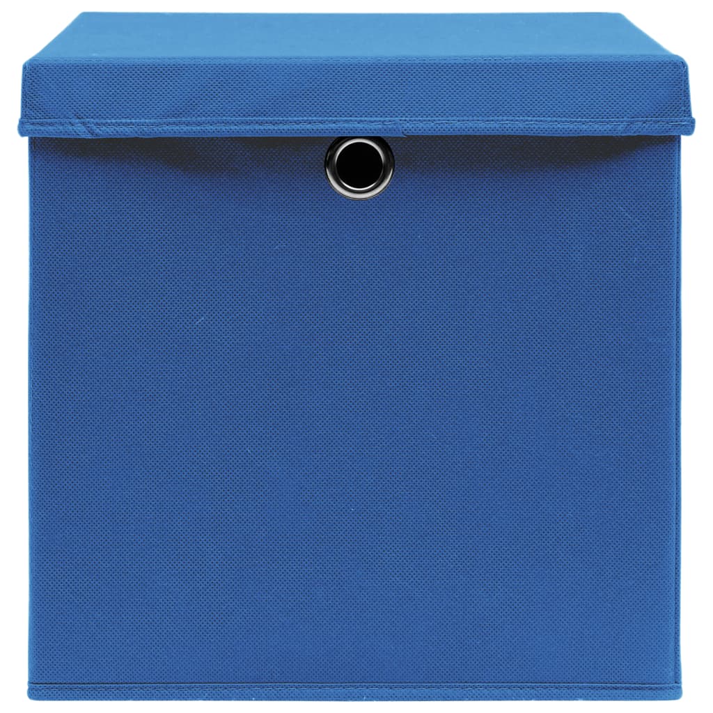 Opbergboxen Met Deksel 10 St 32X32X32 Cm Stof Blauw Blauw met deksels