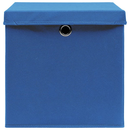 Opbergboxen Met Deksel 10 St 32X32X32 Cm Stof Blauw Blauw met deksels